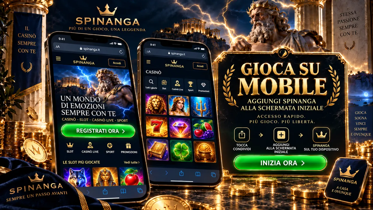 Spinanga app: versione mobile del casinò su smartphone Android e iPhone