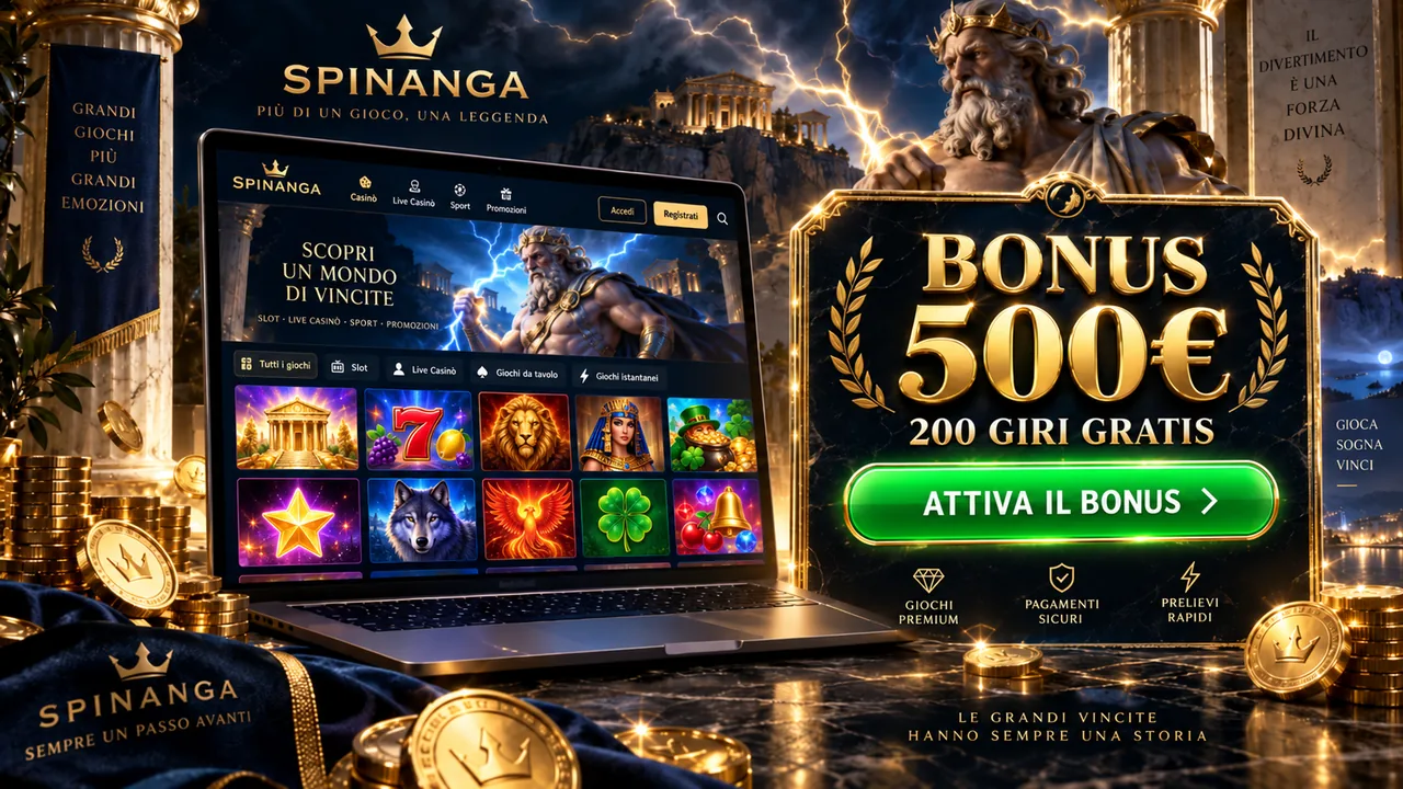 Bonus di benvenuto Spinanga Casino da 500 euro e 200 giri gratis
