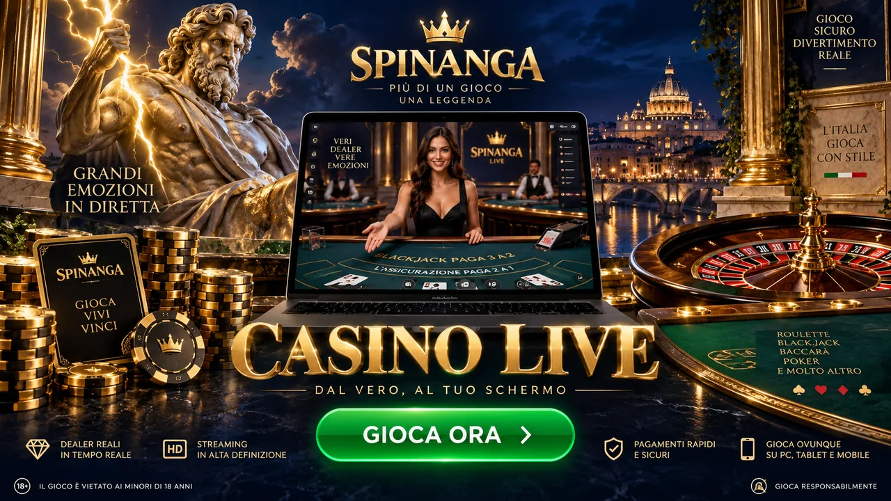 Casino live Spinanga con tavoli di roulette e blackjack e dealer dal vivo