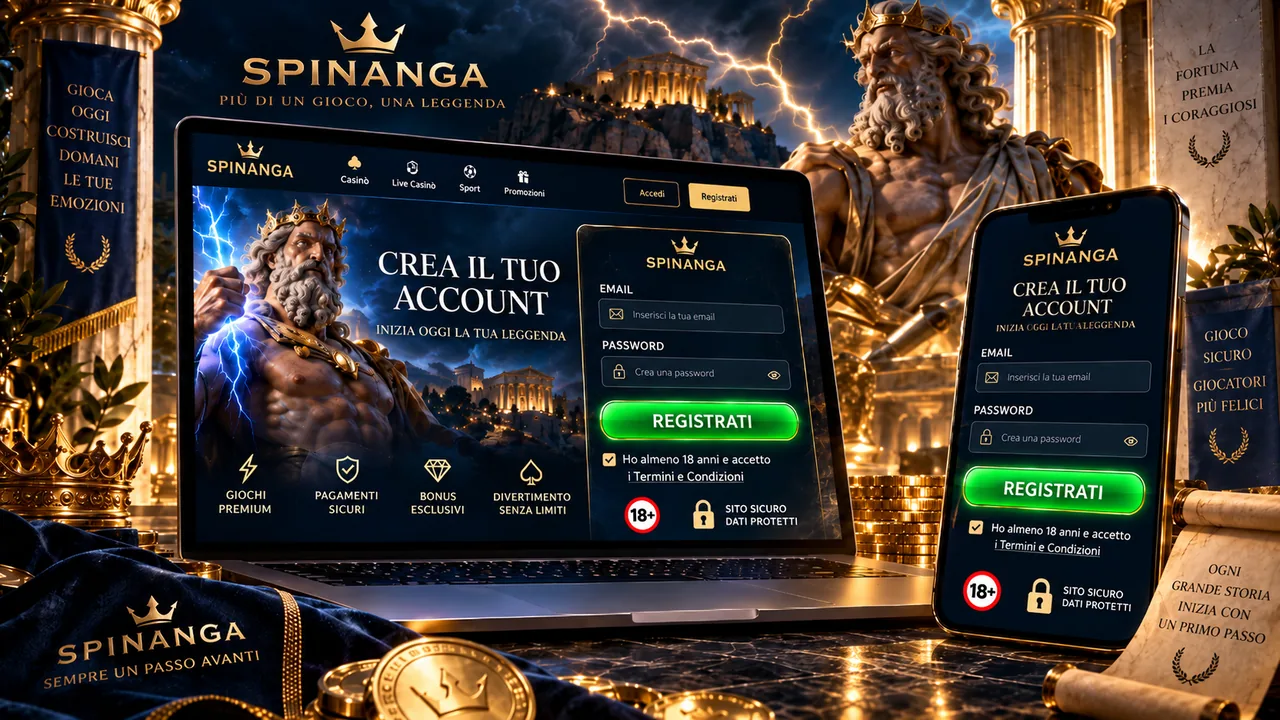 Registrazione su Spinanga Casino: modulo di iscrizione e verifica dell'account